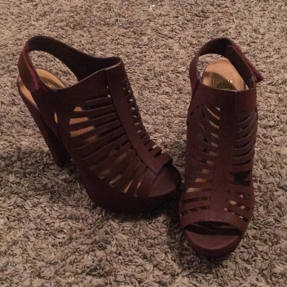 Burgundy Strap Heels Tall